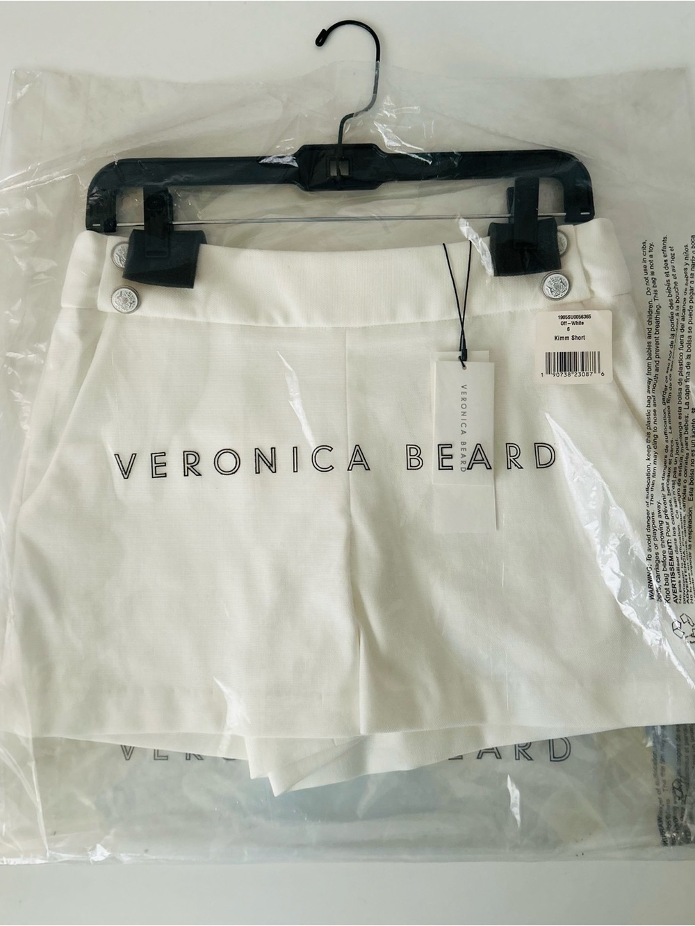NWT Veronica Beard White Tailored Kimm Shorts with Back Zip Waist